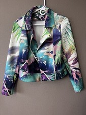 Jennifer Lopez Tropical Moto Floral Jacket Zip Asymmetrical M Medium