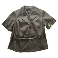 Blazer Jacket Gray 1x Plus Short Sleeve Women's Belt Lifestyle Attitude Vent