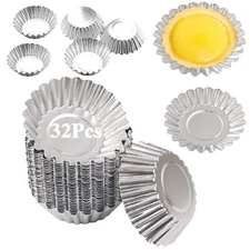 Egg Tart Molds 32Pack Tart Pan 2.75inch, Mini Tart Tins Aluminium Mini Tart Pans