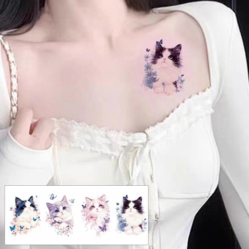 Temporary Tattoo Waterproof Body Arm Art Fake Tattoos Sticker Cat Water Transfer - Picture 9 of 12