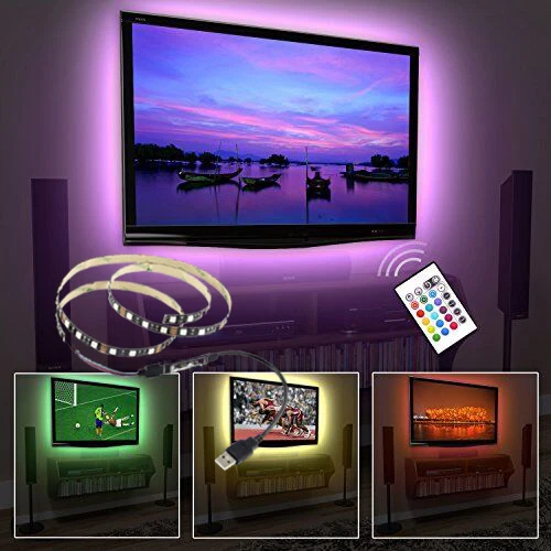 TV LED Bright Light Strip Decor Neon Remote Control USB All Colors 1M 3FT Colors