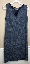 Talbots Blue Sleeveless Tweed Dress Size 8 NWT