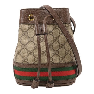 GUCCI GG GHW Ophidia Mini Bucket Shoulder Bag 550620 Coated Canvas