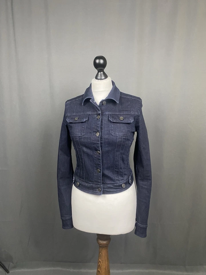 Chaqueta de motociclista Burberry Brit Nova Check azul de mezclilla para mujer talla UK 6 US 4 Foto 3 de 4