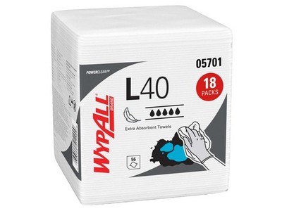 Kimberly-Clark 05701 Cleaning Towels, Wypall L40, Extra Absorbent, 12' x 12.5',
