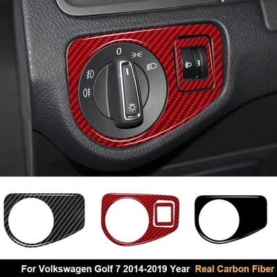 Carbon Fiber Car Headlight Switch Frame Sticker For Volkswagen Golf 7 2014-2019