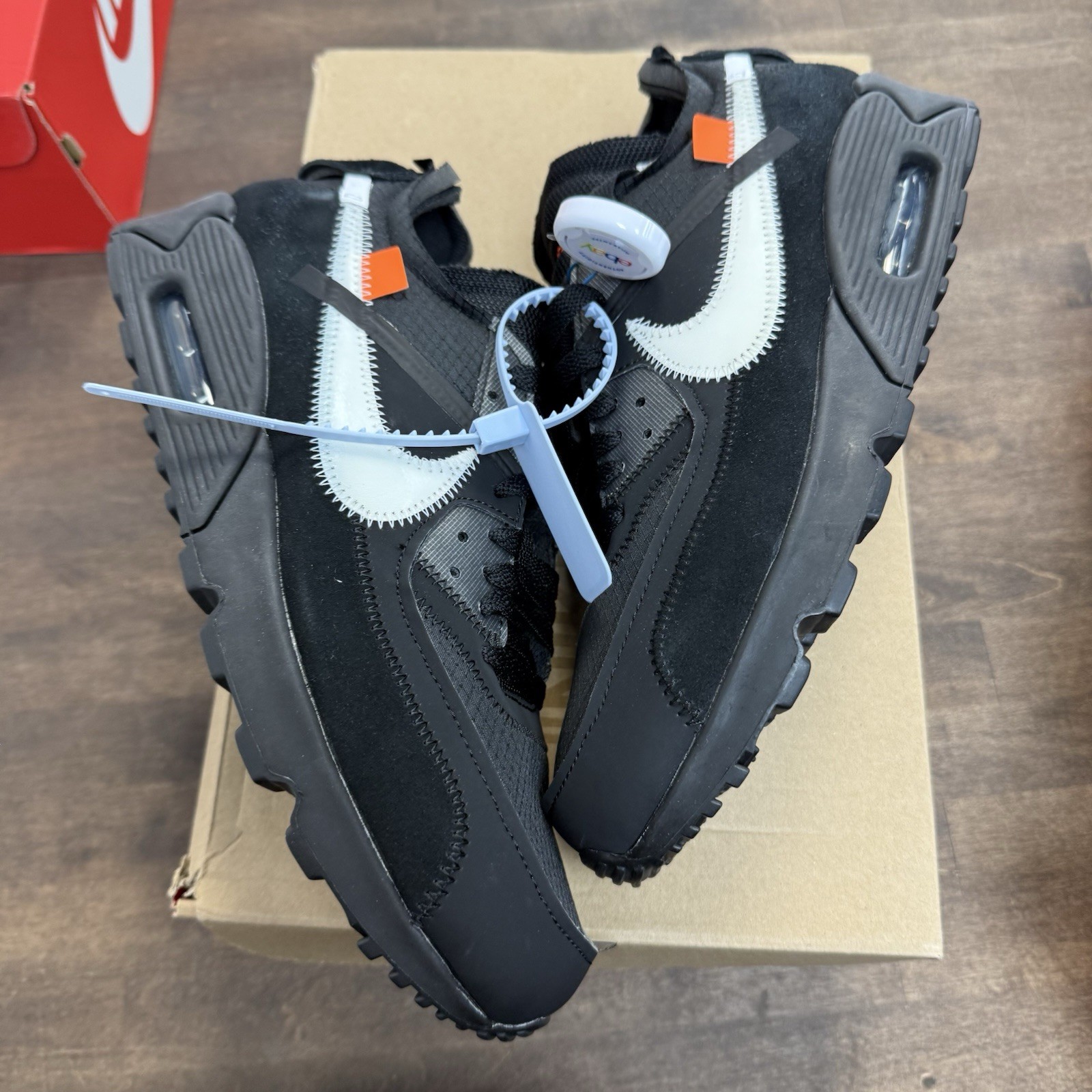 OFF WHITE X NIKE Taglia 9.5 Nike Air Max 90 x OFF WHITE Nero 2019 (NUOVE)