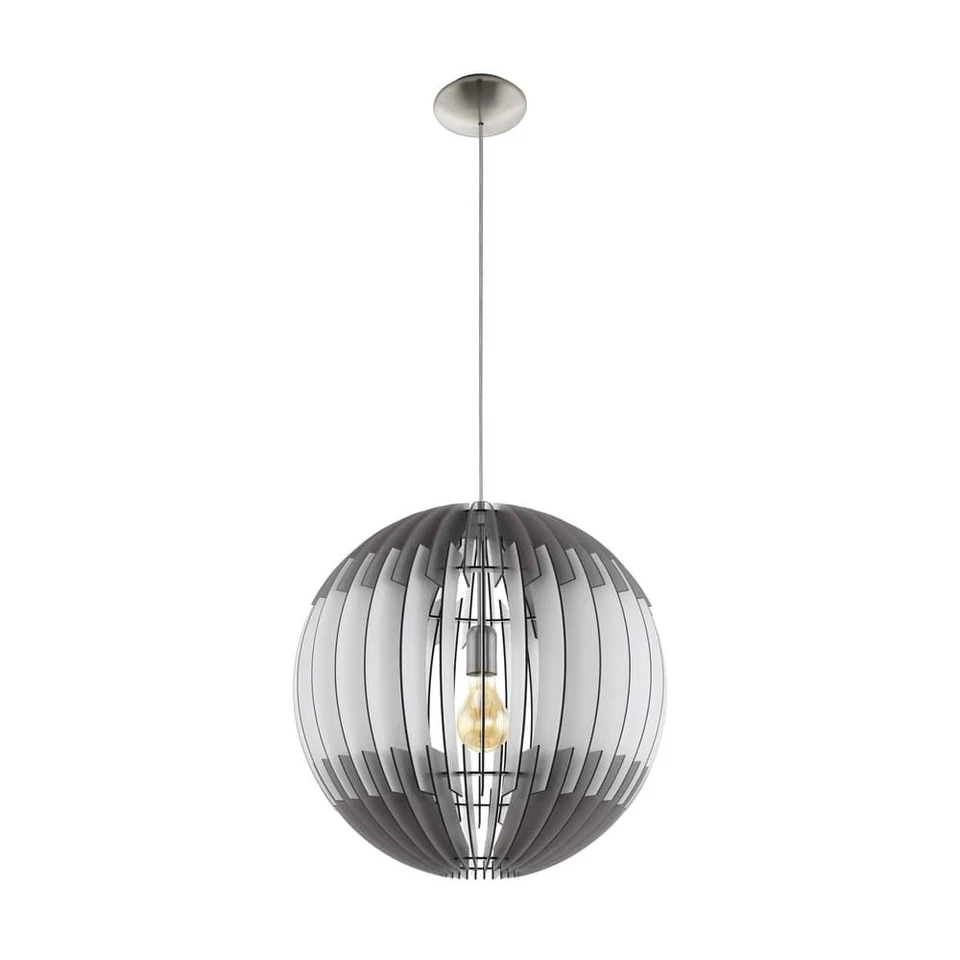 Große Pendelleuchte Holz Grau Weiß LED tauglich Ø 50cm Höhe 150cm  - Bild 1 von 1