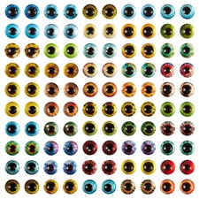 Ornaland 100 Pcs 6mm Glass Eyes Cabochons Mixed Style Flatback Dome
