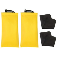 Squeeze Top Sunglass Pouch, 2Pcs Soft Eyeglass Pouch, Yellow