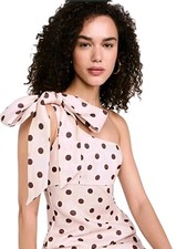 Zimmermann Acacia One Shoulder Midi Dress Size 3 14AU/UK-10US Pink & Brown Spot 