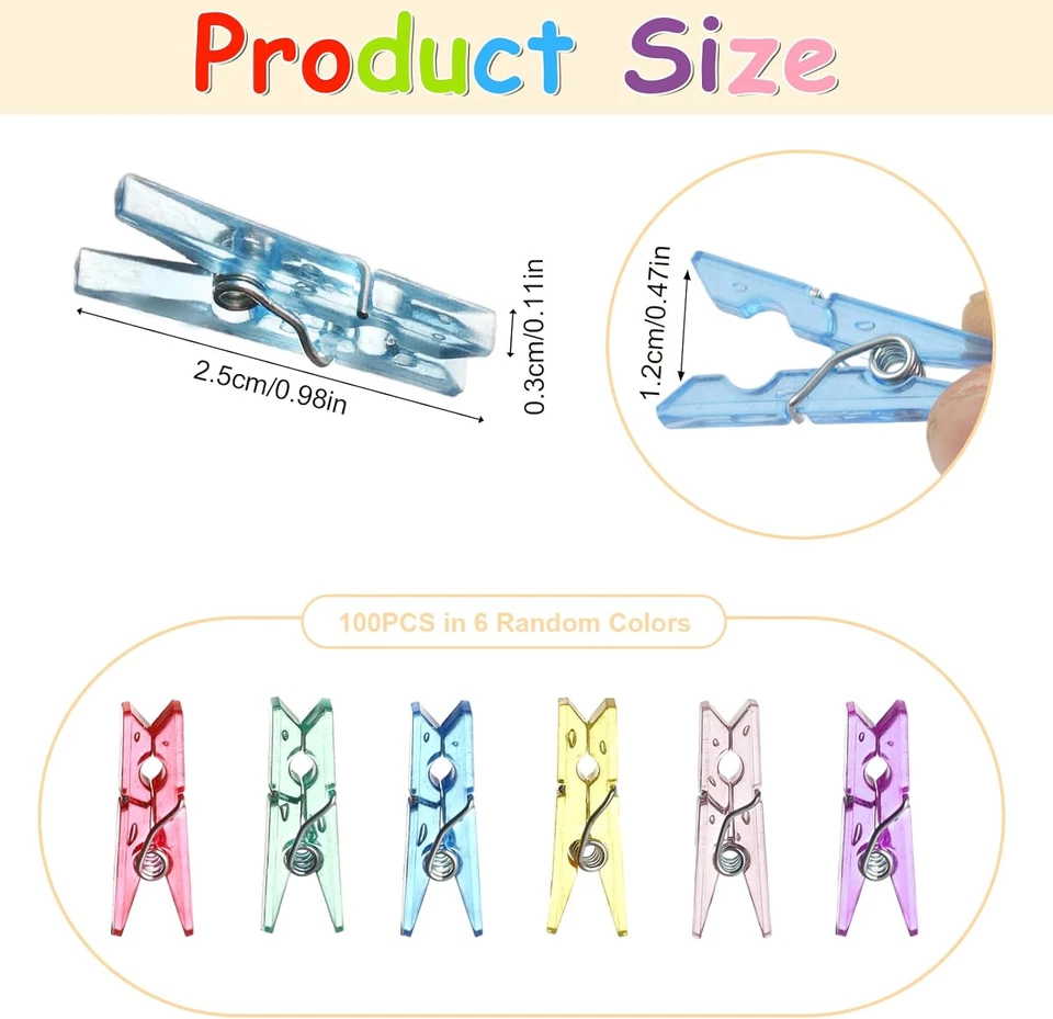 Mini Wäscheklammern Transparent 100 Stück Kleine Klammern - Bild 2 von 4