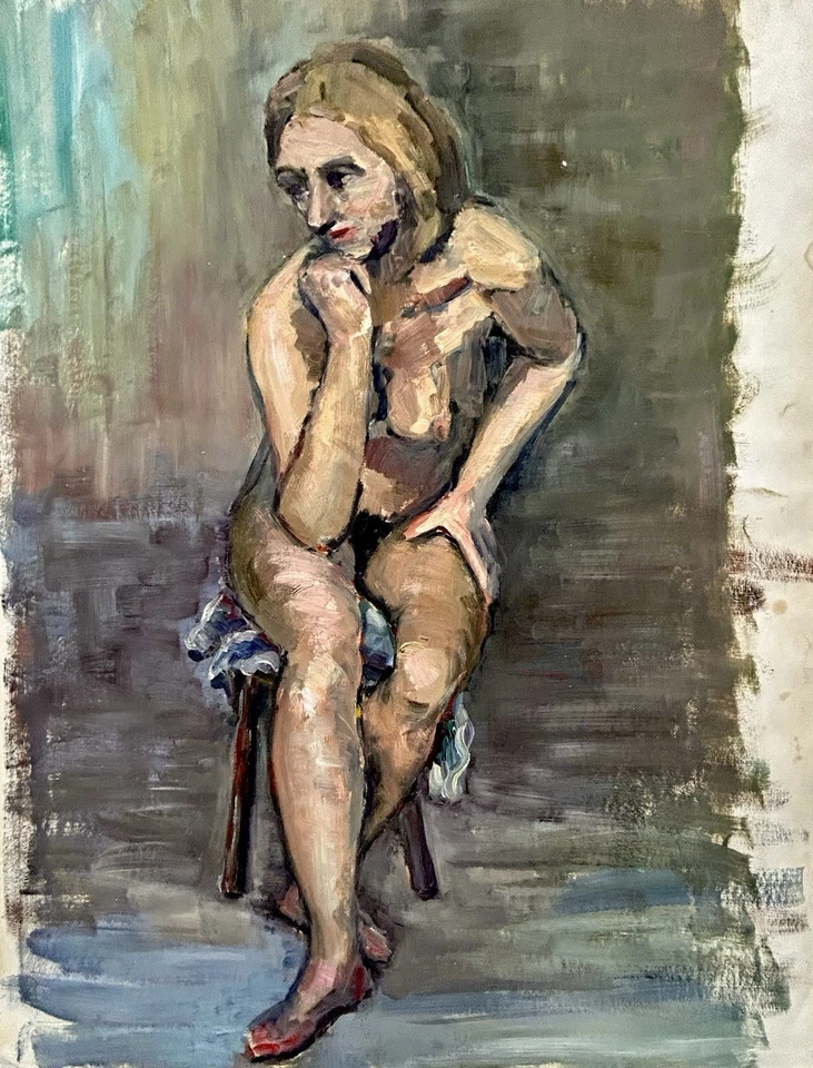 Jean Perret da década de 1940. Mulher nua. Óleo original em papel pesado. Escola francesa. - Imagem 4 de 4