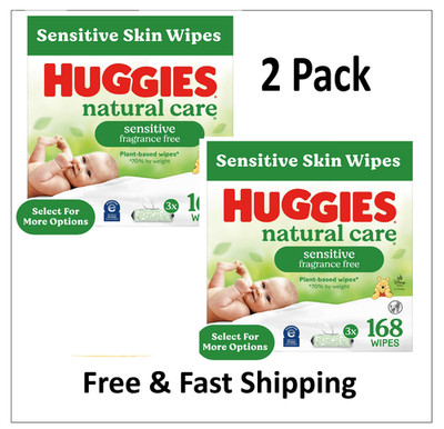 Huggies Natural Care Sensitive Baby Wipes Unscented 3 Pack 168 Total Ct (2 Pk)