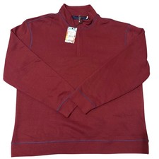 Robert Graham Men XL Fulham Classic Fit Velour Maroon Quarter Zip Pullover