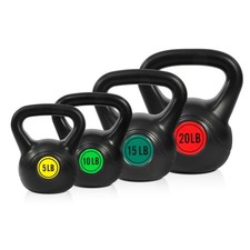 Fitvids Kettlebell Sets 4 Piece Strength 50LB Set of 4: 5/10/15/20LB, Black