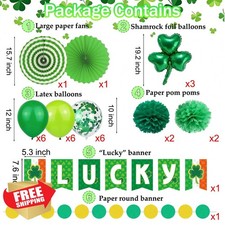 JIEFULL 36pc St Patrick's Day Decor Kit Banner Garland Balloons