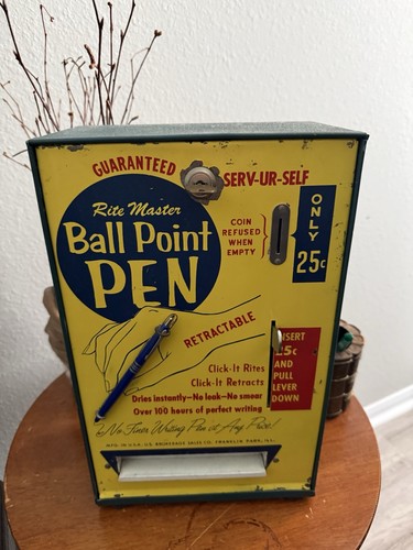 Rite Master Ball Point Pen 25 Cent Functional+Key Dispenser Serv-Ur-Self Display