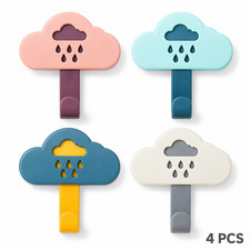 Self Adhesive Cloud Wall Hooks Kids Coat Towel Key Hangers Bathroom Door 4PC Set