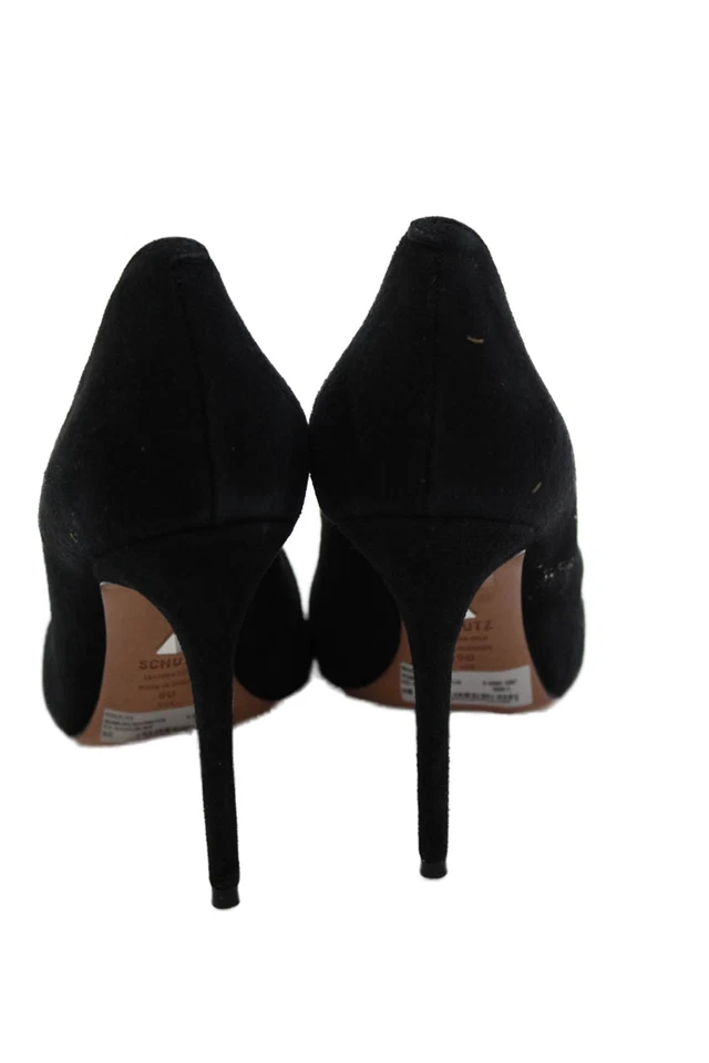 Tacones de aguja Schutz para mujer de gamuza punta esculpida borde negro talla 9 Foto 3 de 4