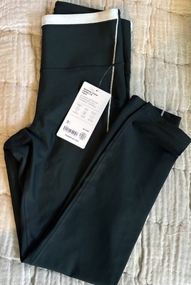 Athleta Interval Stash Tipped  7/8 Tight Dark Green New Size S