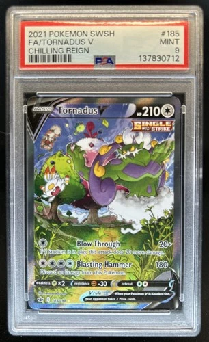 2021 Pokemon Chilling Reign Tornadus V Alternate FA Ultra Rare #185/198 PSA 9