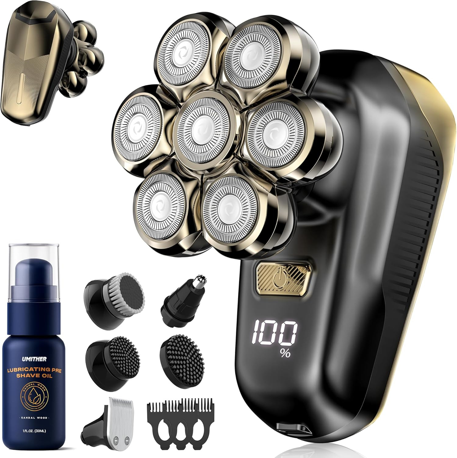 Electric Shaver Razor Cordless Waterproof 7D Magnetic Shaver Heads Wet &Dry 11