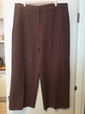 M&S Ladies 22 Reg TROUSERS Wide Leg Straight CHOCOLATE BROWN Office Smart