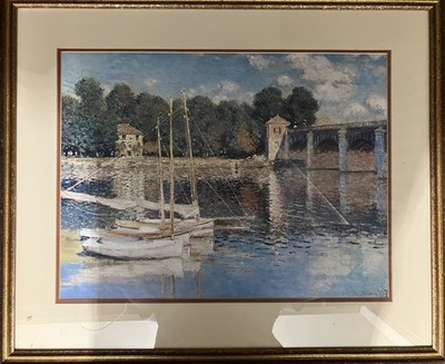 Claude Monet Framed Print Lithograph The Bridge St Argenteuil 21.5 /17.5 