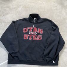 NCAA UTAH UTES RUSSELL VTG Y2K 90s 1/4 ZIP PULL OVER SWEATSHIRT MENs SZ 2XL