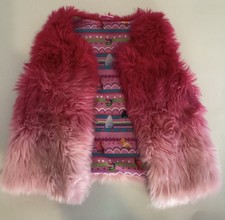 Dreamworks Trolls World Tour Girls Vest Pink Faux Fur Open Front