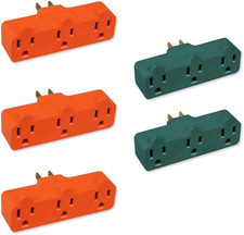 3-Prong 3-Outlet Extender Adapter, Heavy Duty Triple Grounding Outlet. 5 Pack