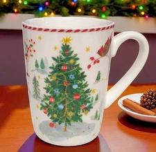 Williams Sonoma Whimsical Christmas Tree Mug 15 OZ NEW Stoneware
