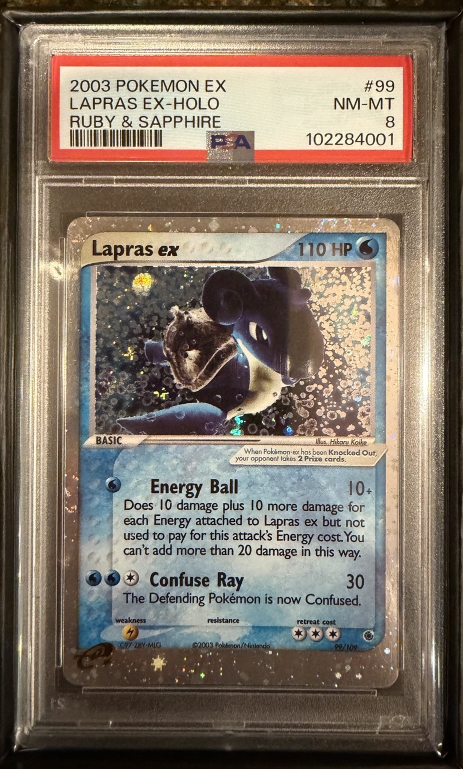 Gorgeous PSA 8 Snowflake Holo Lapras ex 99/109 Ruby and Sapphire - Swirl 99 #99