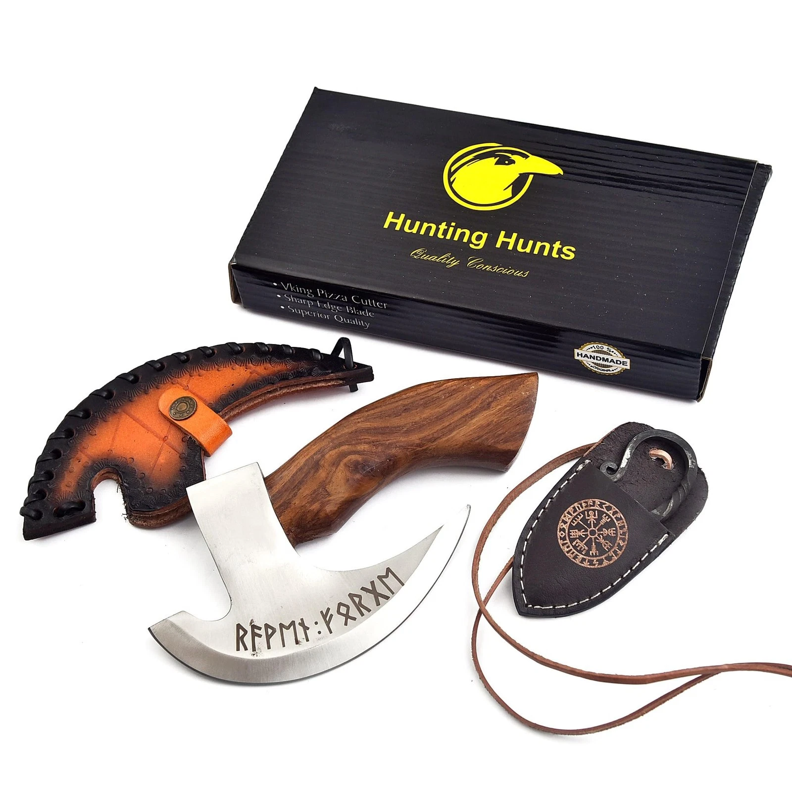 Handmade Viking Pizza Cutter – Carbon Steel Axe Blade with Rosewood Handle & ...
Opens in a new wind