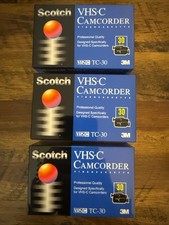 3 X Scotch 3M VHS-C TC-30 Camcorder Video Cassette Tapes 30 Min NEW SEALED Lot