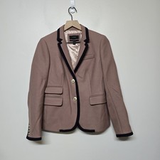 J CREW SCHOOLBOY BLAZER Womens Size 4 Wool Mauve Lined Gold Buttons Academia