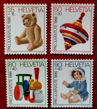 Briefmarken Schweiz  Frankatur Kinderspielzeug Satz Pro Juventute 1986