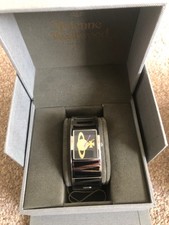 womens Vivienne Westwood black/silver cuff bracelet watch used