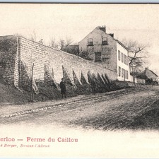 c1900s Waterloo, Belgium Ferme du Caillou Farm Stone Wall Road Dirt Path A354