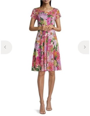 Max Mara Weekend Pink Floral 100% Cotton Jersey Dress 