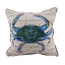 Betsy Drake Male Blue Crab Indoor Outdoor Decorative Throw Pillow 18in.