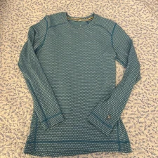 Smartwool Top Womens Medium Merino Wool Blend Base Layer Aqua Skiing Shirt