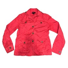 LANDS' END Coral Button Down Military Utility Jacket Women  s Size 4