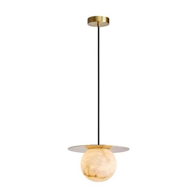Pendant Light Brass Spanish Alabaster Luxury Adjustable Sphere Cord Warm Glow
