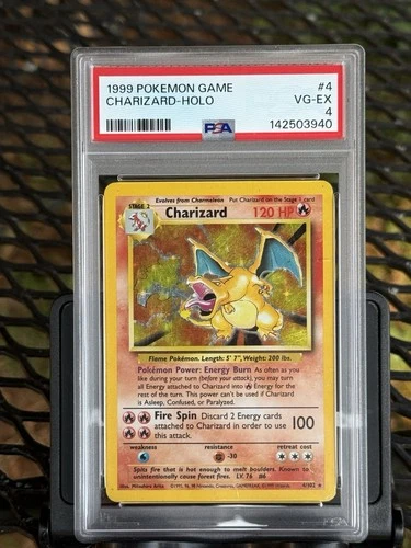 1999 Pokemon Base Set Unlimited Charizard Holo #4 PSA 4 VG-EX
