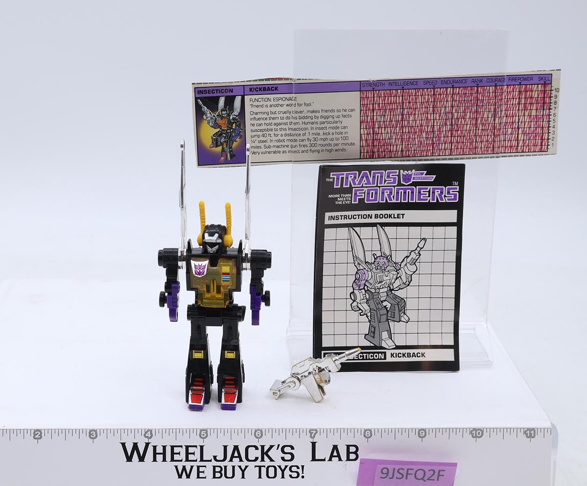 Kickback 100% Complete Vintage 1985 G1 Transformers Hasbro Figure NEAR MINT