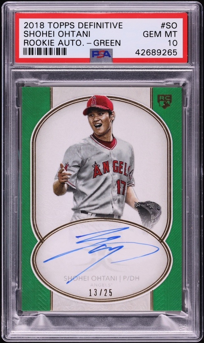 Shohei Ohtani 2018 Topps Definitive Autograph Green /25 ROOKIE AUTO PSA 10 📈🐐