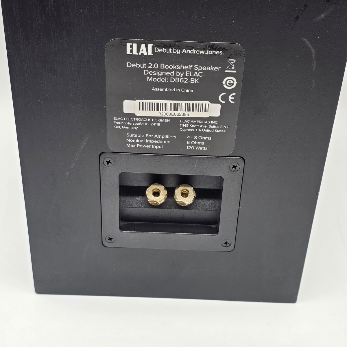ELAC Debut 2.0 B6.2 Bookshelf Speaker - Black (DB62) READ