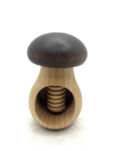 Vintage  Handcrafted Wooden Mushroom Shaped 4” Nutcracker